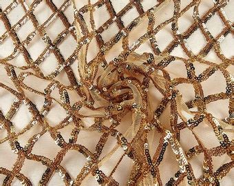 Luxury Sequin Glitz Mesh Gold, Fabric by the Yard 